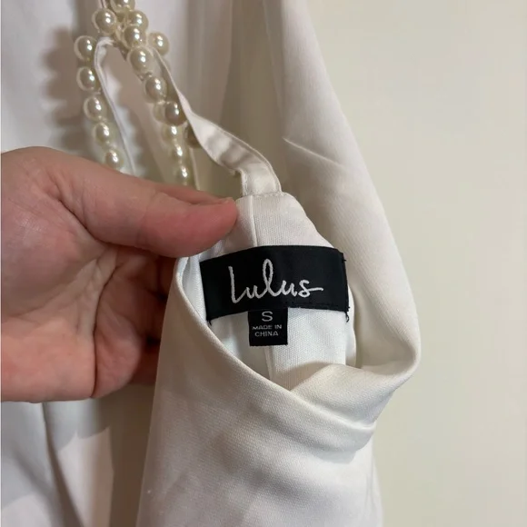 Lulus NWOT Faux Pearl Adore You White Skater Dress Size Small - Picture 9 of 10